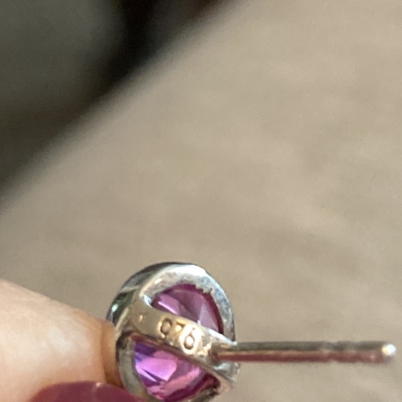 Sterling silver pink ice earrings - Picture 5 of 7